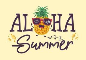 aloha zomer opschrift met ananas illustratie vervelend zonnebril vector