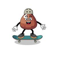 Choco spaander mascotte spelen een skateboard vector