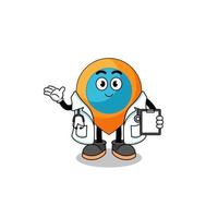 cartoon mascotte van locatie symbool dokter vector