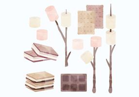 Vector Watercolor S'mores Collection