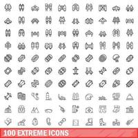 100 extreme iconen set, Kaderstijl vector