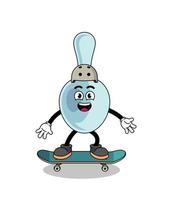 lepel mascotte spelen een skateboard vector