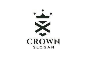 wijnoogst kroon logo en brief X symbool. modern luxe merk element teken. vector illustratie.