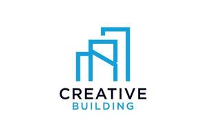 brief r met gebouw voor bouw bedrijf logo vector ontwerp sjabloon