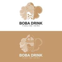 boba drinken logo ontwerp, modern gelei drinken bubbel vector, boba drinken merk glas illustratie. ontwerp geschikt voor cafés, drank merken vector