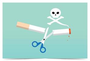 Nee roken en snijdend sigaret uit met schaar vector