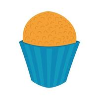 laddu of laddoo is een bolvormig Indisch nagerecht. schattig zoet bal in blauw koekje papier. vector illustratie geïsoleerd Aan wit.