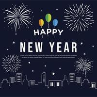 gelukkig nieuw jaar stad achtergrond banier groet viering vector