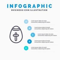 Pasen ei ei vakantie vakantie lijn icoon met 5 stappen presentatie infographics achtergrond vector