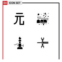 voorraad vector icoon pak van 4 lijn tekens en symbolen voor valuta licht doos mail fakkel bewerkbare vector ontwerp elementen