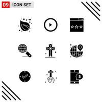 9 creatief pictogrammen modern tekens en symbolen van kerk seo media zoeken wereldbol bewerkbare vector ontwerp elementen