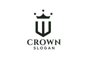 wijnoogst kroon logo en brief w symbool. modern luxe merk element teken. vector illustratie.