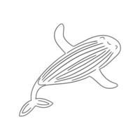 schattig glimlach walvis is zwemmen. tekening vector