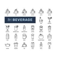 drank drinken restaurant menu koken vloeistof gedetailleerd dun lijn schets icoon set. gemakkelijk vector illustratie