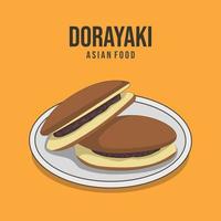 Aziatisch voedsel. dorayaki, Japan zoet voedsel. dorayaki pannekoeken met bruin azuki Boon Plakken vector