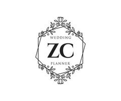 zc initialen brief bruiloft monogram logos verzameling, hand- getrokken modern minimalistisch en bloemen Sjablonen voor uitnodiging kaarten, opslaan de datum, elegant identiteit voor restaurant, boetiek, cafe in vector