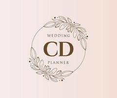 CD initialen brief bruiloft monogram logos verzameling, hand- getrokken modern minimalistisch en bloemen Sjablonen voor uitnodiging kaarten, opslaan de datum, elegant identiteit voor restaurant, boetiek, cafe in vector