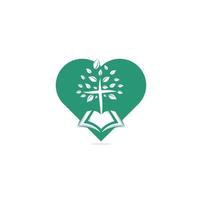 abstract hart en boom religieus kruis symbool icoon vector ontwerp.