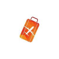 reislogo, vakantie, toerisme, bedrijfslogo-ontwerp voor zakenreizen. tas vector met vliegtuig