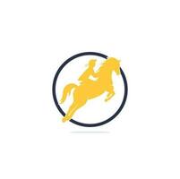 racing paard met jockey logo ontwerp pictogrammen. ruiter sport logo. jockey rijden jumping paard. paard rijden logo. vector