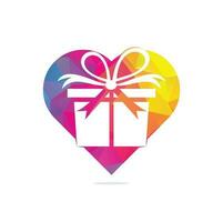 geschenk doos hart vorm concept vector logo ontwerp. illustratie van geschenk doos Cadeau, groet, verrassing. groet doos of inpakken geschenk doos.