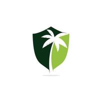 tropisch strand en palm boom logo ontwerp. creatief gemakkelijk palm boom vector logo ontwerp