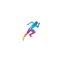 fysiotherapie behandeling ontwerp sjabloon vector met mensen rennen. kleurrijk vector Gezondheid. fysiotherapie kliniek logo. fysiotherapie logo