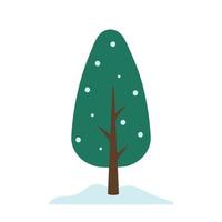 gemakkelijk winter boom met sneeuw in schattig tekenfilm vector illustratie