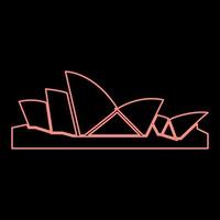 neon Sydney opera huis rood kleur vector illustratie beeld vlak stijl