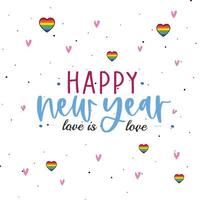 harten in regenboog kleur, lhbt, gelukkig nieuw jaar, liefde is liefde vector