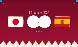 Japan vs Spanje Amerikaans voetbal wedstrijd, Internationale voetbal wedstrijd 2022. vector