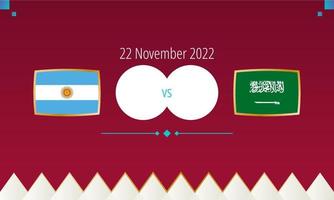 Argentinië vs saudi Arabië Amerikaans voetbal wedstrijd, Internationale voetbal wedstrijd 2022. vector