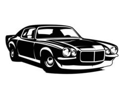 Jaren 70 chevy camara auto logo geïsoleerd wit achtergrond visie van kant. het beste voor auto industrie, insigne, embleem, icoon. vector illustratie beschikbaar in eps 10.