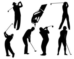 zes golfers Aan een wit achtergrond vector