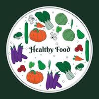 groenten in cirkel voor gezond voedingsmiddelen sjabloon ontwerp vector