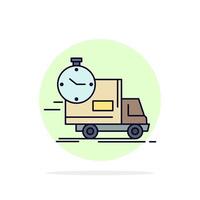 levering tijd Verzending vervoer vrachtauto vlak kleur icoon vector