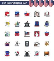 4e juli Verenigde Staten van Amerika gelukkig onafhankelijkheid dag icoon symbolen groep van 25 modern vlak gevulde lijnen van western huishouden Verenigde Staten van Amerika deur Verenigde bewerkbare Verenigde Staten van Amerika dag vector ontwerp elementen