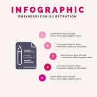 het dossier tekst onderwijs potlood solide icoon infographics 5 stappen presentatie achtergrond vector