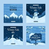 winteruitverkoop social media posts vector