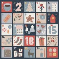 hygge komst kalender, knus hygge spullen, Kerstmis getallen vector