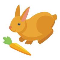 Pasen konijn met wortel icoon isometrische vector. schattig konijn vector