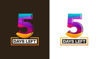 modern kleurrijk countdown links dagen banier, aantal van dagen links insigne voor Promotie, countdown verkoop vector illustratie