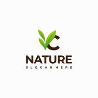 c brief blad eerste natuur logo ontwerpen, modern brief groen natuur logo vector icoon illustratie