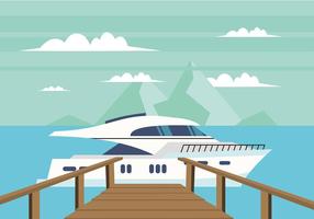 Boardwalk naar een boot Gratis Vector