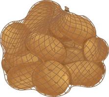 aardappelen in een draad tas. aardappelen in een tas. groenten van de tuin. aardappel knollen. vegetarisch product,vector illustratie vector