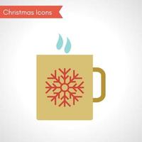 kop met heet drinken en sneeuwvlok symbool. Kerstmis icoon. vector illustratie