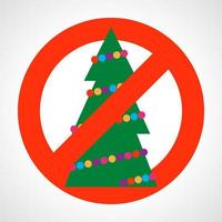 Nee Kerstmis boom. rood verbod teken met Kerstmis boom. vector illustratie
