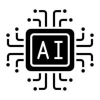 glyph-pictogram voor kunstmatige intelligentie vector