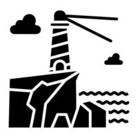 vuurtoren landschap glyph icon vector