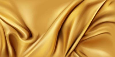 goud zijde gevouwen kleding stof achtergrond, luxe textiel vector